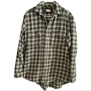 Wrangler Riggs Workwear Thick Plaid Flannel Button Down Shirt Normcore Large